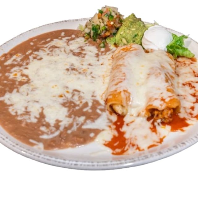 11. Two Enchiladas & Chili Beans.